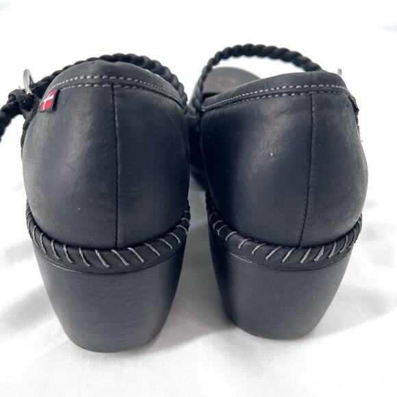 Ecco Sussex Black Leather Mary Jane Floral Comfort Heels - Picture 8 of 10